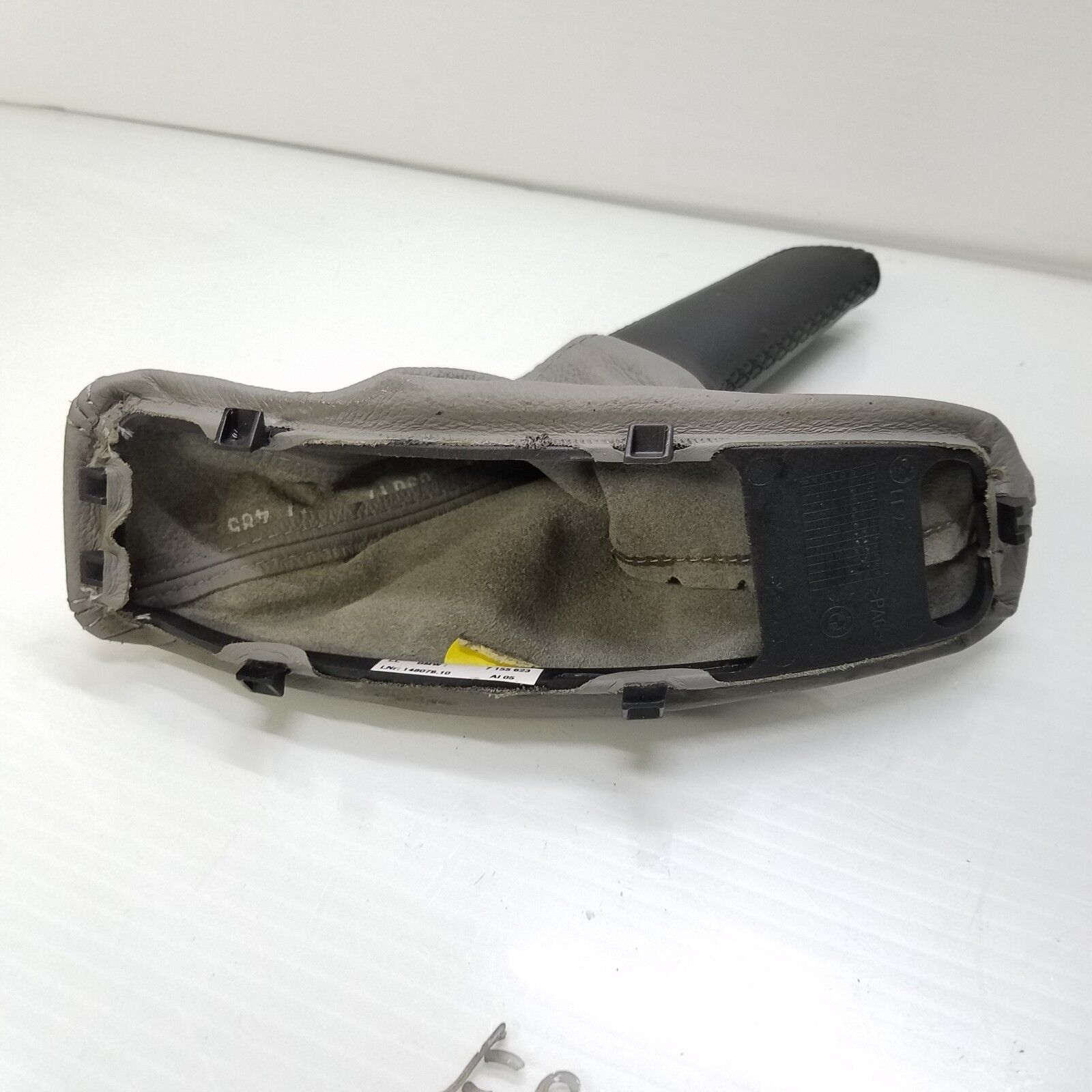 2006-2011 BMW E90 325I 328I 330I Handbrake Lever Cover Gray Leather Oem 7155623