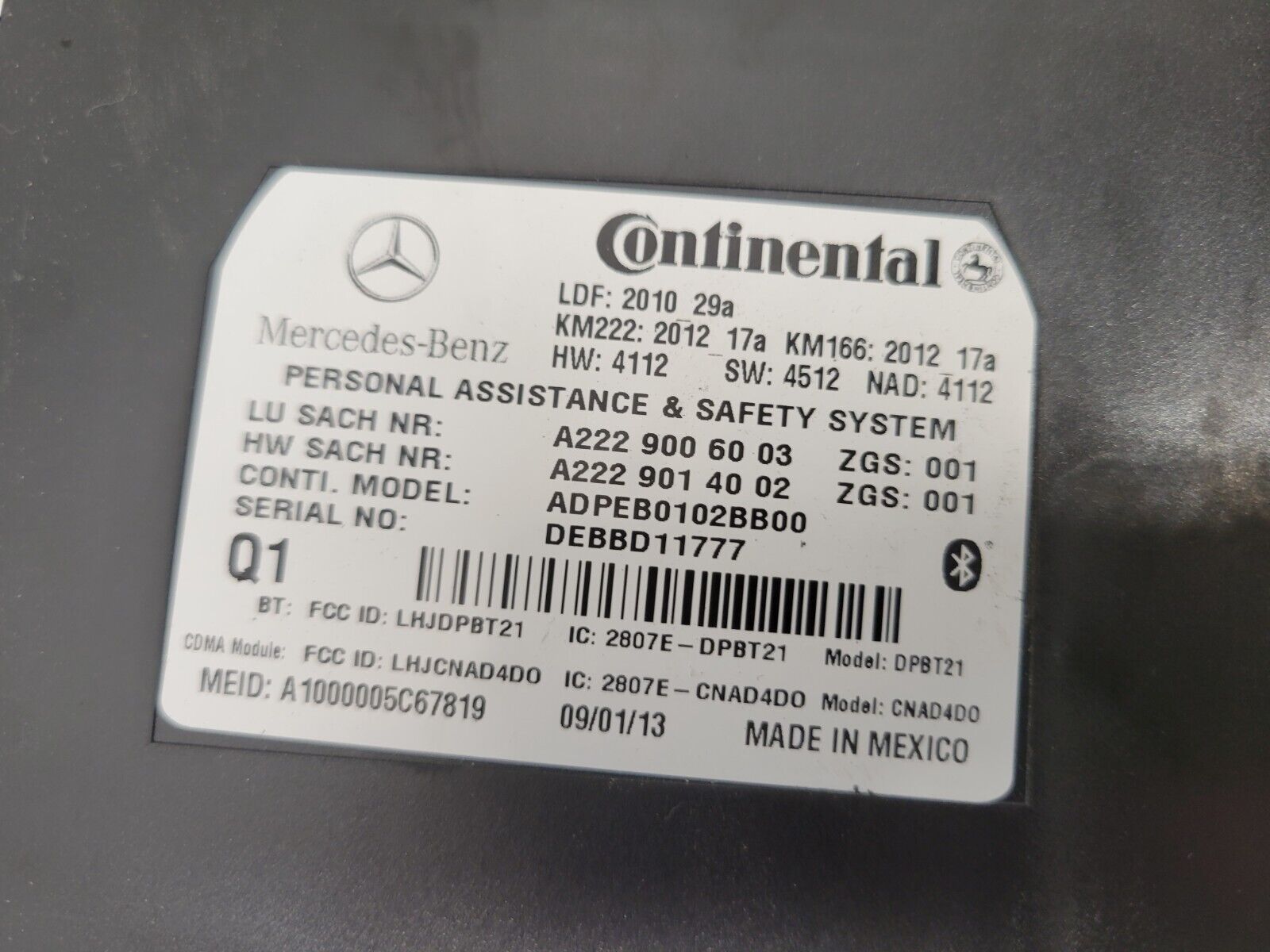 2012-2014 Mercedes C250 Communication Control Module Oem