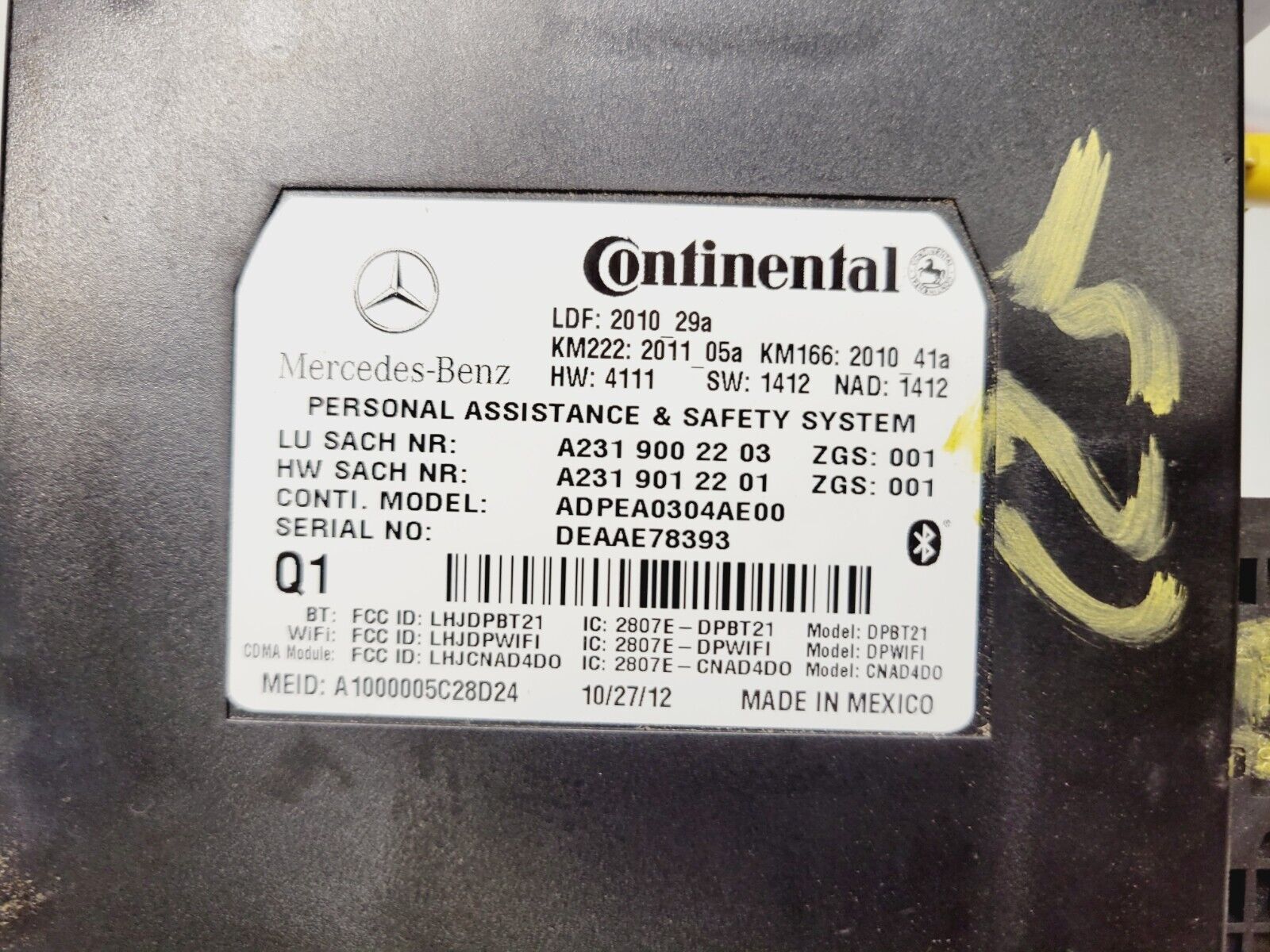 2012-2014 Mercedes C250 C350 C300 Voice Communication Control Module 2319002203