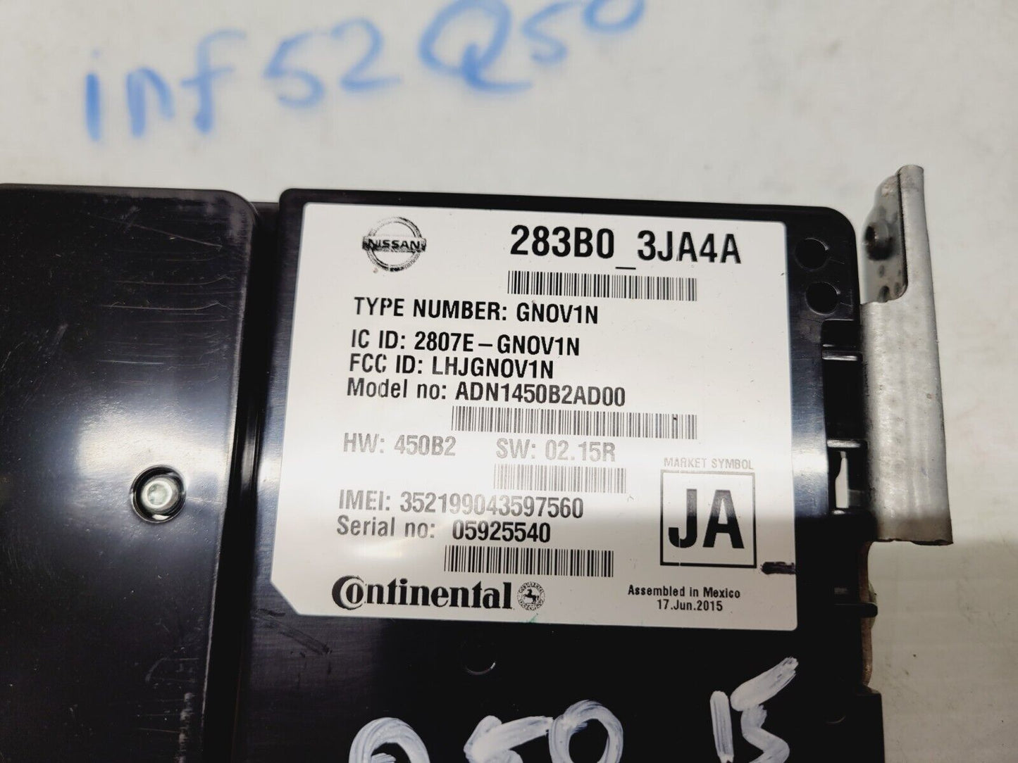 2014-2017 Infiniti Q50 Telematics Communication Control Module Oem