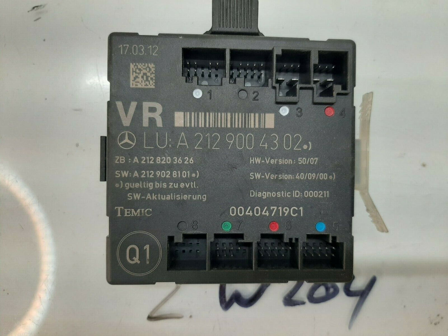 2008-2014 Mercedes C250 C300 C350 Ecu Right Front Door Control Module Oem